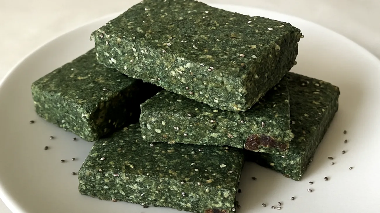 Barres énergétiques maison aux graines de chia, dattes et spiruline"