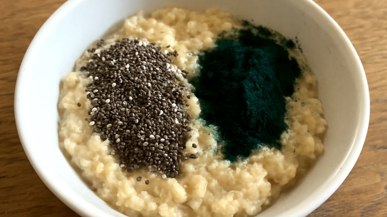 Porridge d'avoine aux graines de chia et spiruline"