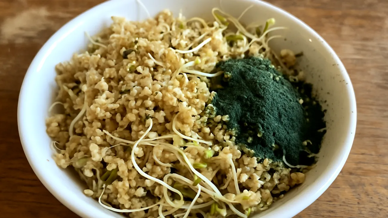 Salade de quinoa germé aux graines de chanvre et spiruline"