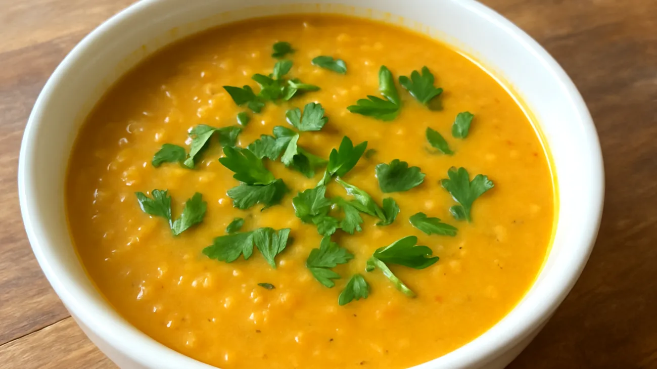 soupe de lentilles corail au curcuma et lait de coco"